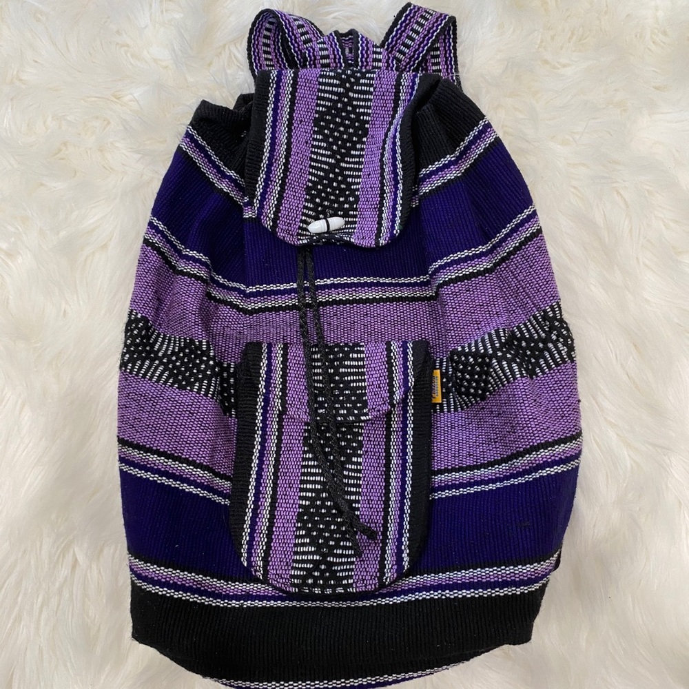 Purple and Black Striped Women's Backpack